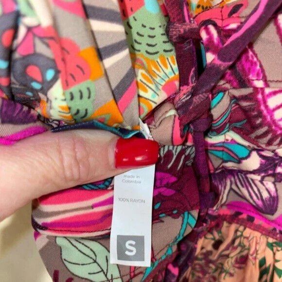 EUC Maaji Dress Swimsuit Cover Up Colorful Small Pink Floral - Picture 8 of 8